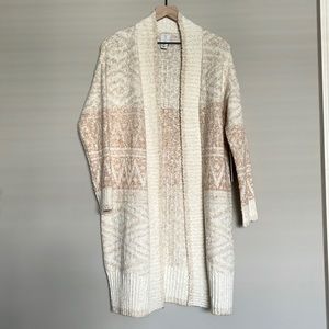 NWT JOIE Cream Aztec Open Front Sweater Cardigan Duster